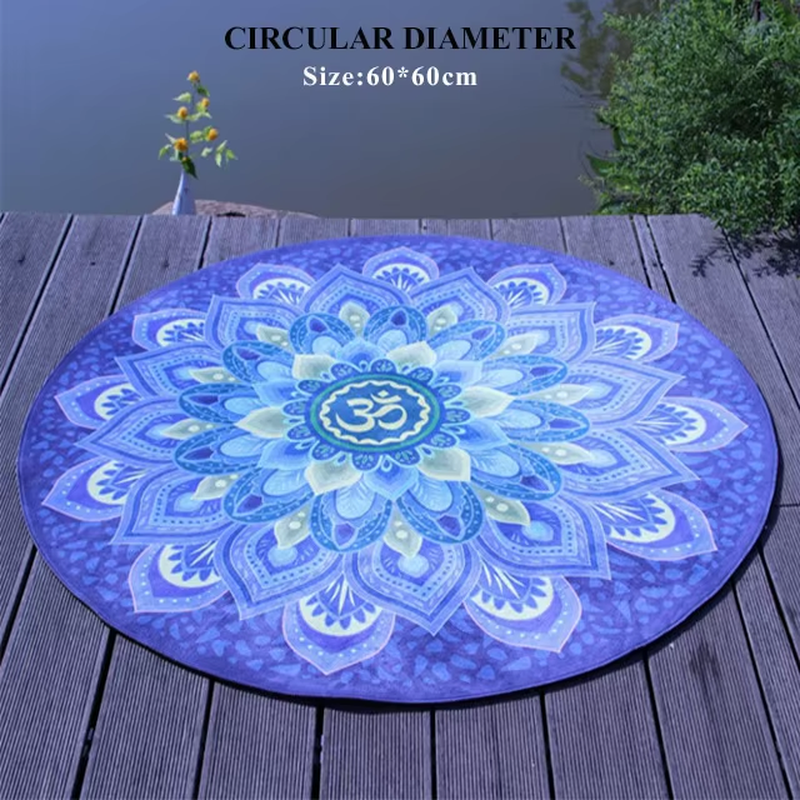 Round Exercise Yoga Mat Meditation Pad 60-90-125CM Diameter Non-Slip Carpet Printing Cushion Pad Pilates Fitness Workout