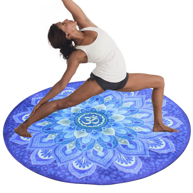 Round Exercise Yoga Mat Meditation Pad 60-90-125CM Diameter Non-Slip Carpet Printing Cushion Pad Pilates Fitness Workout