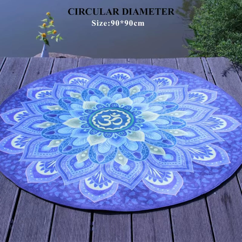 Round Exercise Yoga Mat Meditation Pad 60-90-125CM Diameter Non-Slip Carpet Printing Cushion Pad Pilates Fitness Workout